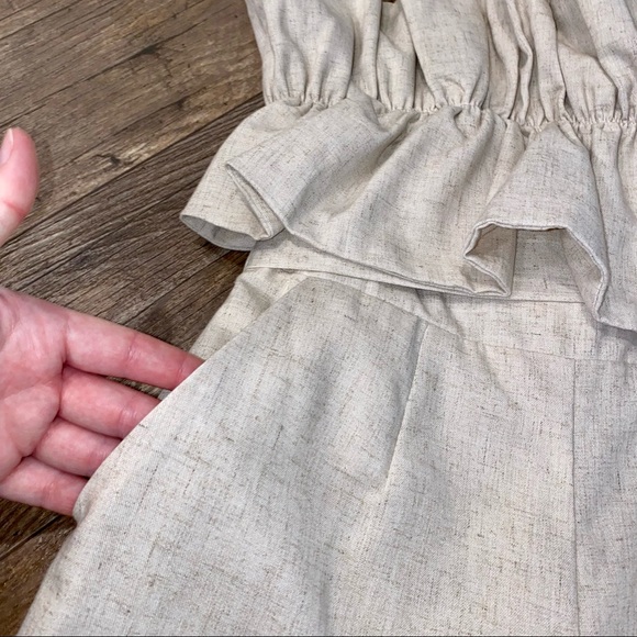 SOLD 💕NEW Saints + Secrets Strapless Linen Ruffle Cropped Jumpsuit - Picture 11 of 16